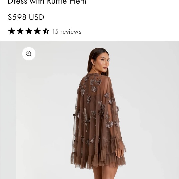 Mac Duggal Brown Embellished Wedding Dress Attire, Rehearsal dinner, MOB/MOG - Picture 3 of 7